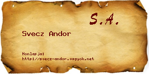Svecz Andor névjegykártya